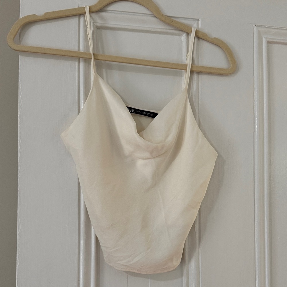Zara Cream Satin Cowl Neck Camisole